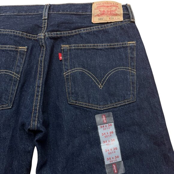 Levi's Jeans Mens 34x36 (Fits 34x32) Denim 501 Button Fly Blue VTG Y2K NEW - Picture 5 of 7
